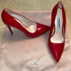 Prada Pointed-Toe Patent Leather Pump
